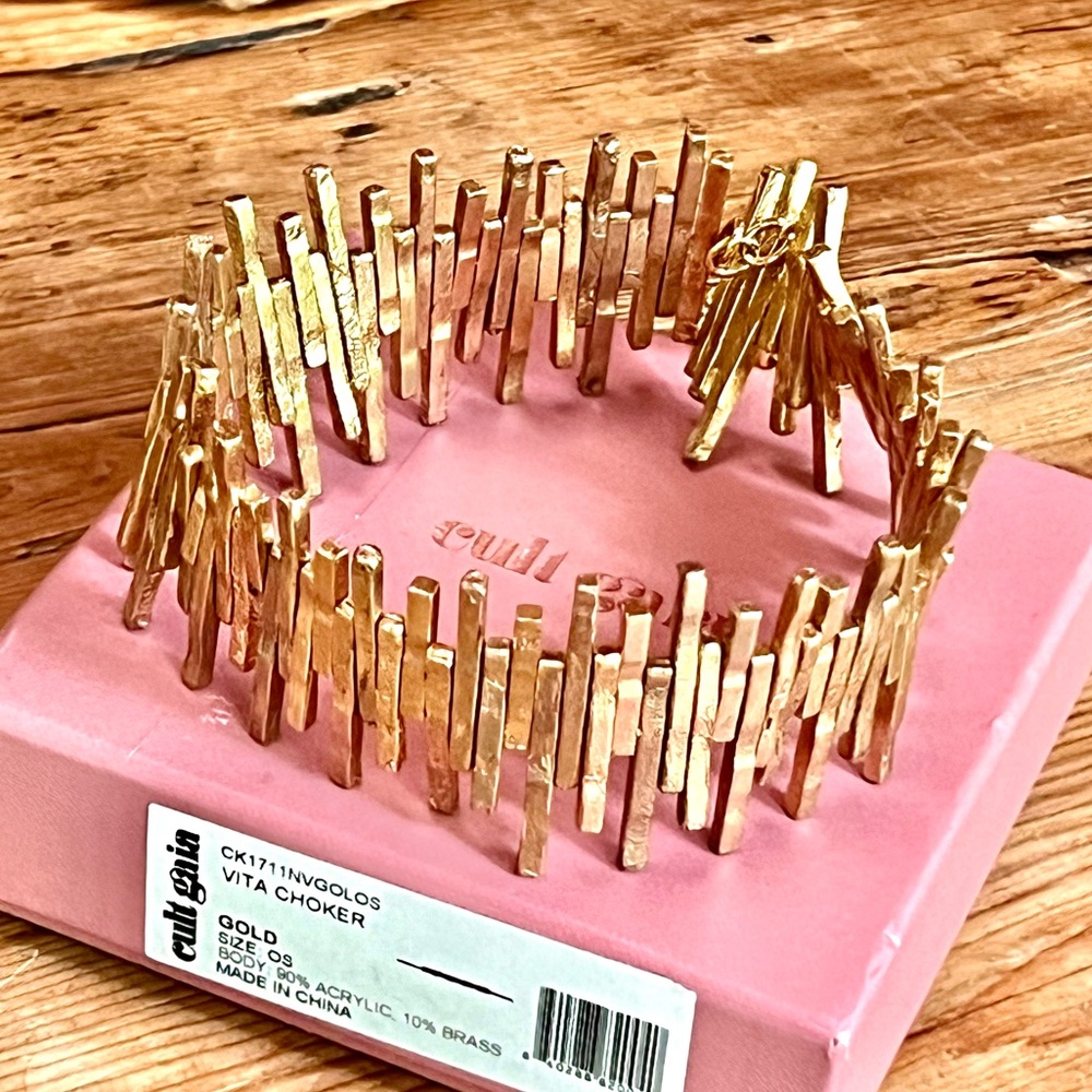 🌺🎉HP🎉🌺 NWT Cult Gaia Vita Choker Gold 🌟 RARE 🌟 - Picture 3 of 16